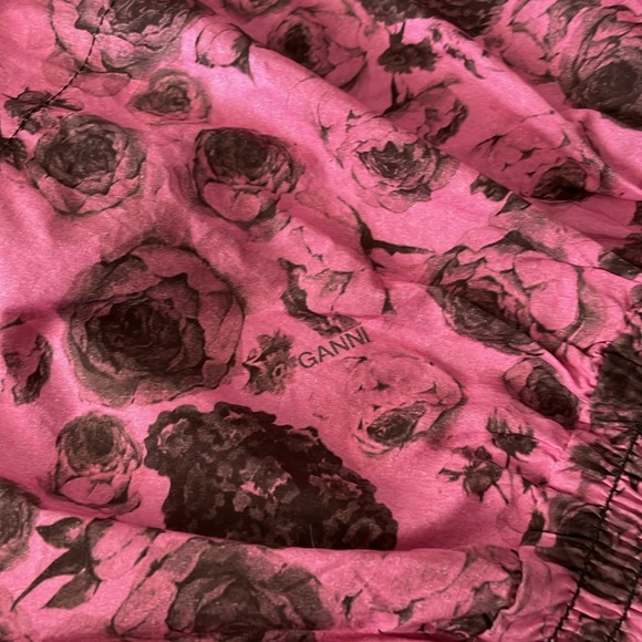 Ganni Floral Printed Pink Cotton Poplin Blouse - Picture 4 of 6